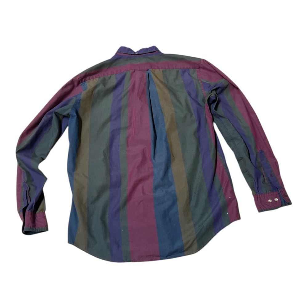 Vintage Men's Striped Shirt - Blue, Green, Purple vintage 90s - Picture 2 of 3